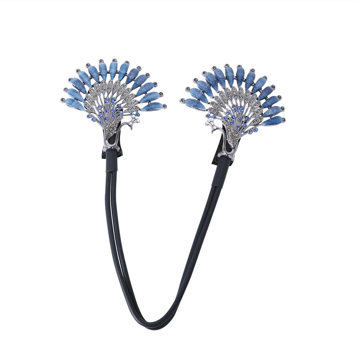 Retro Peacock Pearl Hair Clip - Diamond Studded