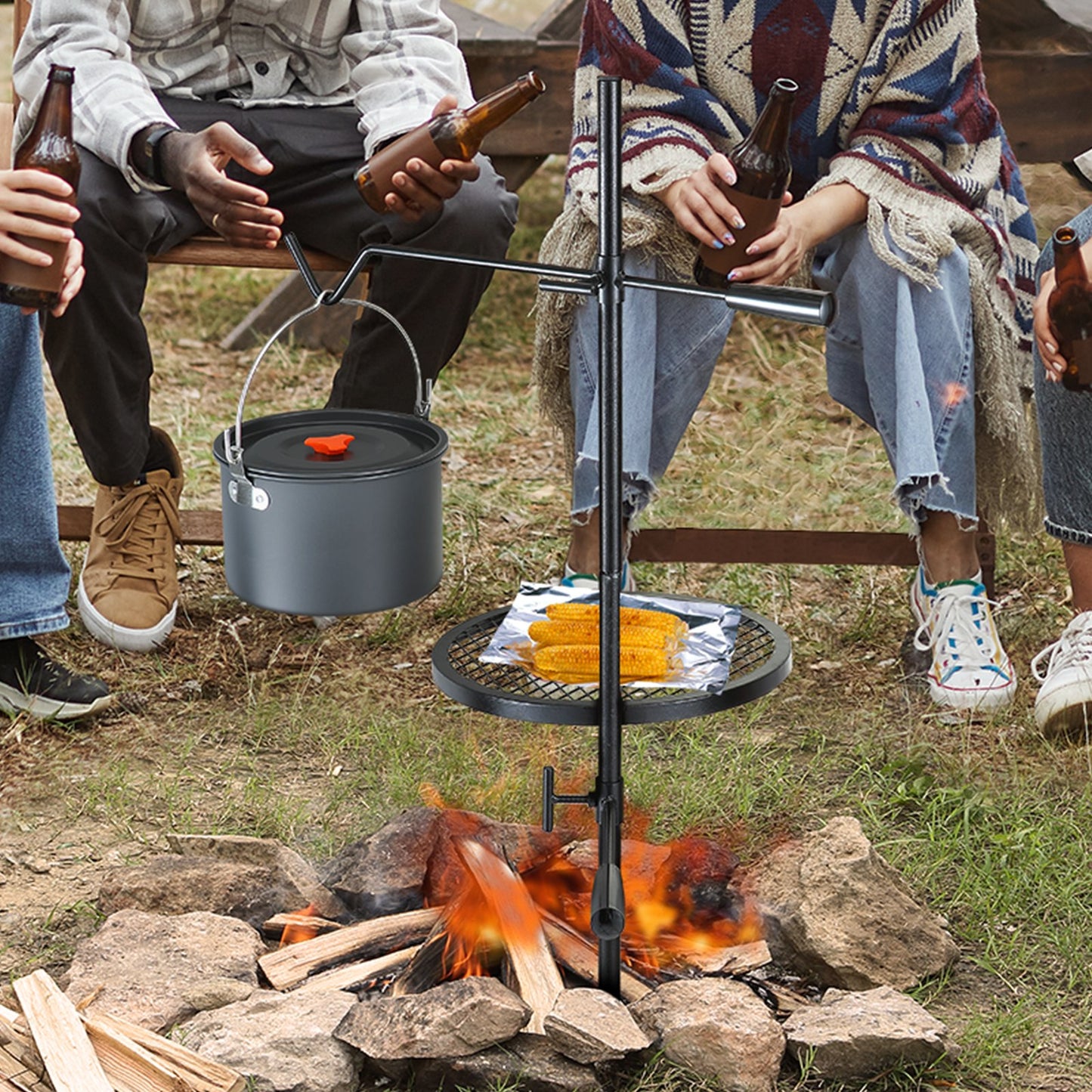 Swivel Campfire Grill - Heavy Duty Steel, 360° Adjustable, Portable BBQ