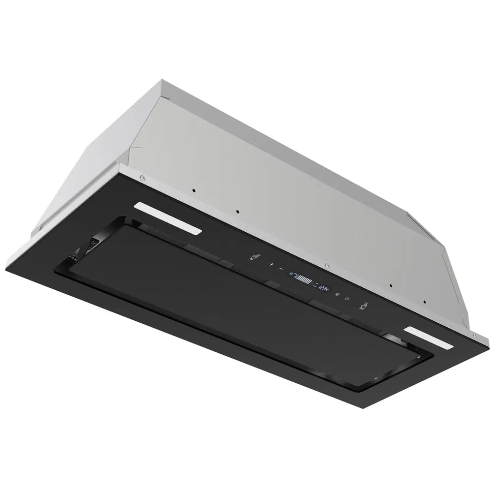 30 Inch Range Hood Insert 800 CFM Black Glass Vent Fan with Gesture Touch Control