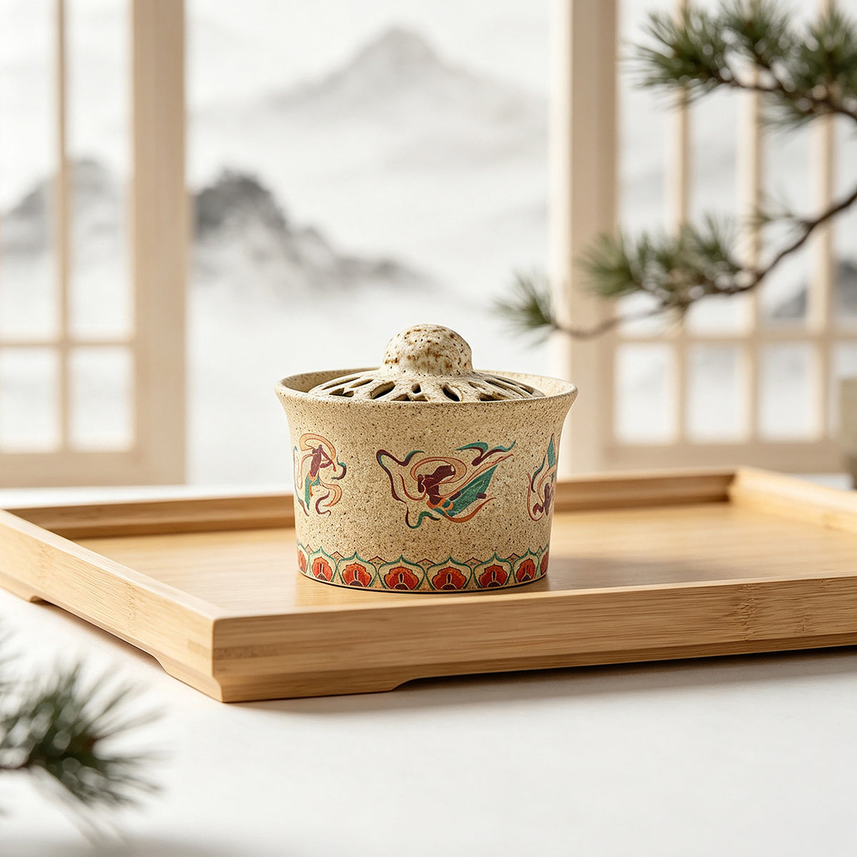 Ceramic Incense Burner for Home Use - Handmade Retro Style ZXL Dunhuang