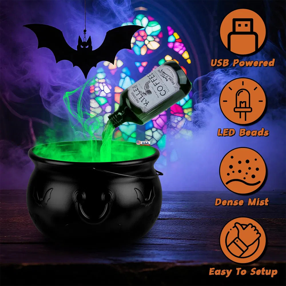 Halloween Floating Potion Bottle Decor with USB Mist Maker & LED Lights