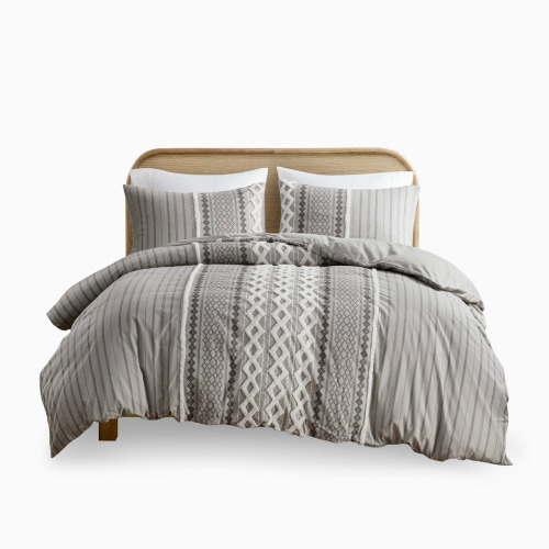 Full/Queen Cotton Duvet Cover Set with Chenille - Multicolor