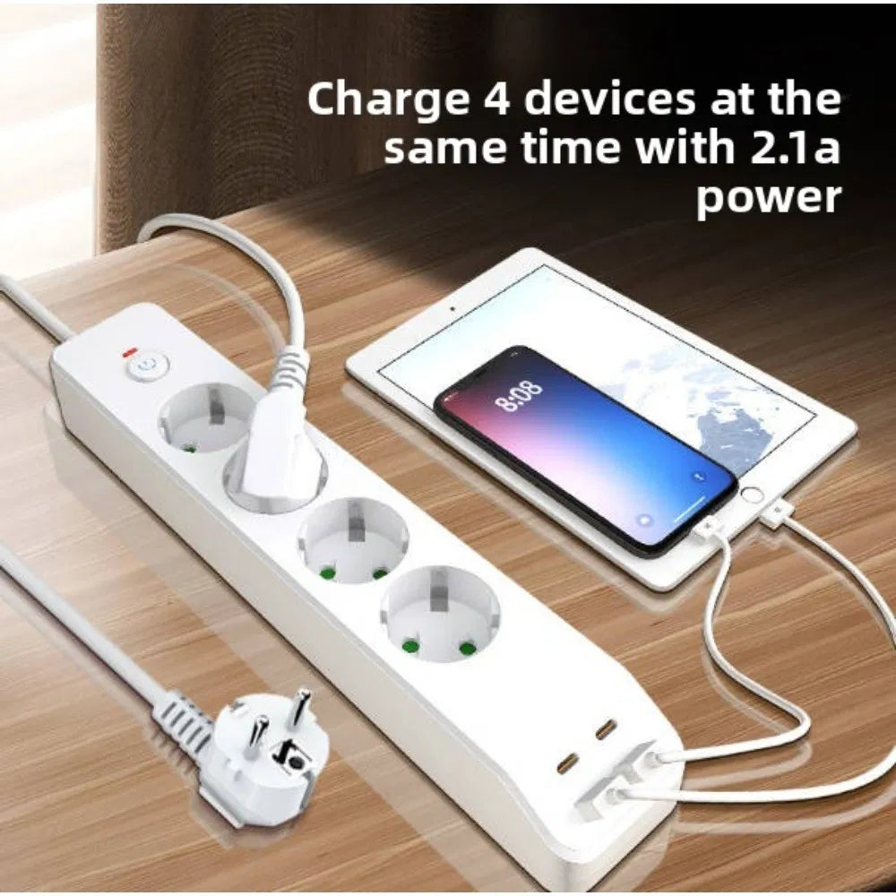 Power Strip with 2 USB-A, 2 USB-C Ports, Surge Protection, Extender — Hand Tools