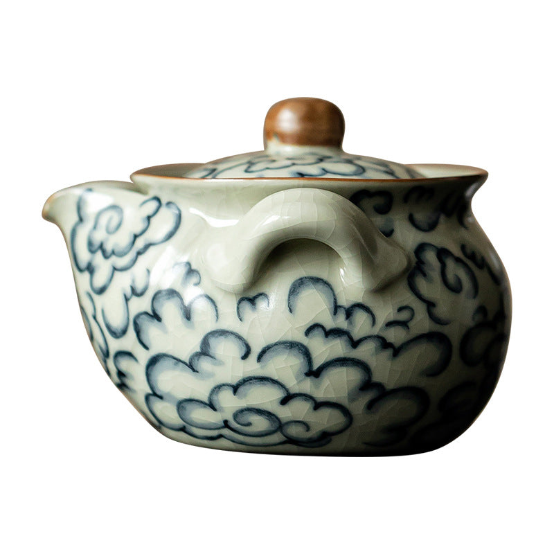 Antique Ceramic Xiangyun Teapot Not Hot - Retro Style Kitchen Drinkware