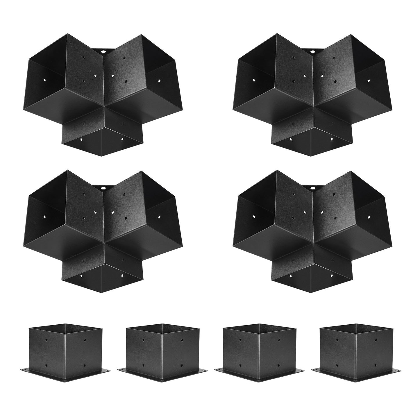 6x6 Inch Pergola Bracket Kit - 3-Way Corner Support for Wooden Beams, Black