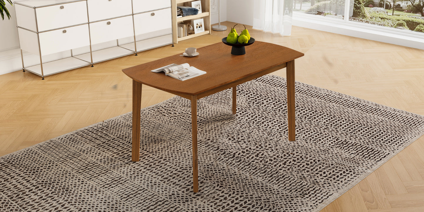 Farmhouse Dining Table Set for 4 with Upholstered Chairs - Brown & Beige