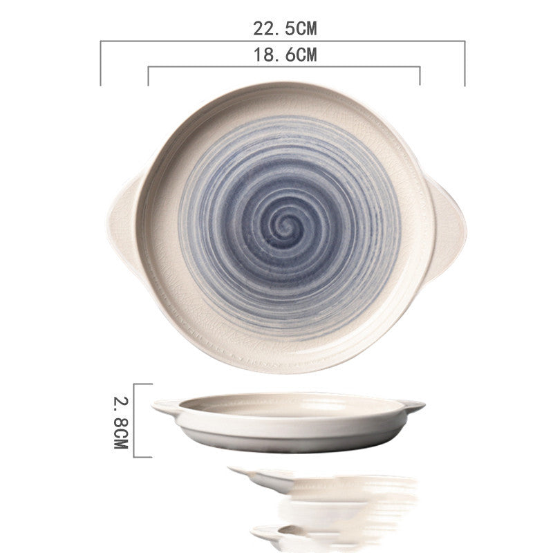 Ceramic Hand-Painted Western Style Breakfast Plate 8 Inch Microwave Safe