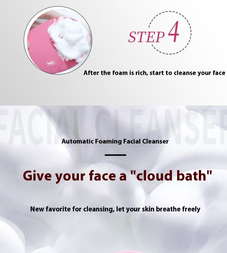 Silicone Facial Cleansing Foam Brush - Rechargeable Purple Skin Care Tool