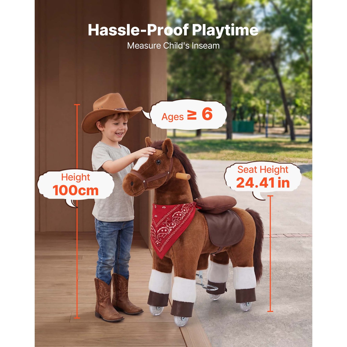 Ride On Horse Toy for Kids - No Battery, Sturdy Pedal & Handle, Upgraded Seat, 176 Lb Load