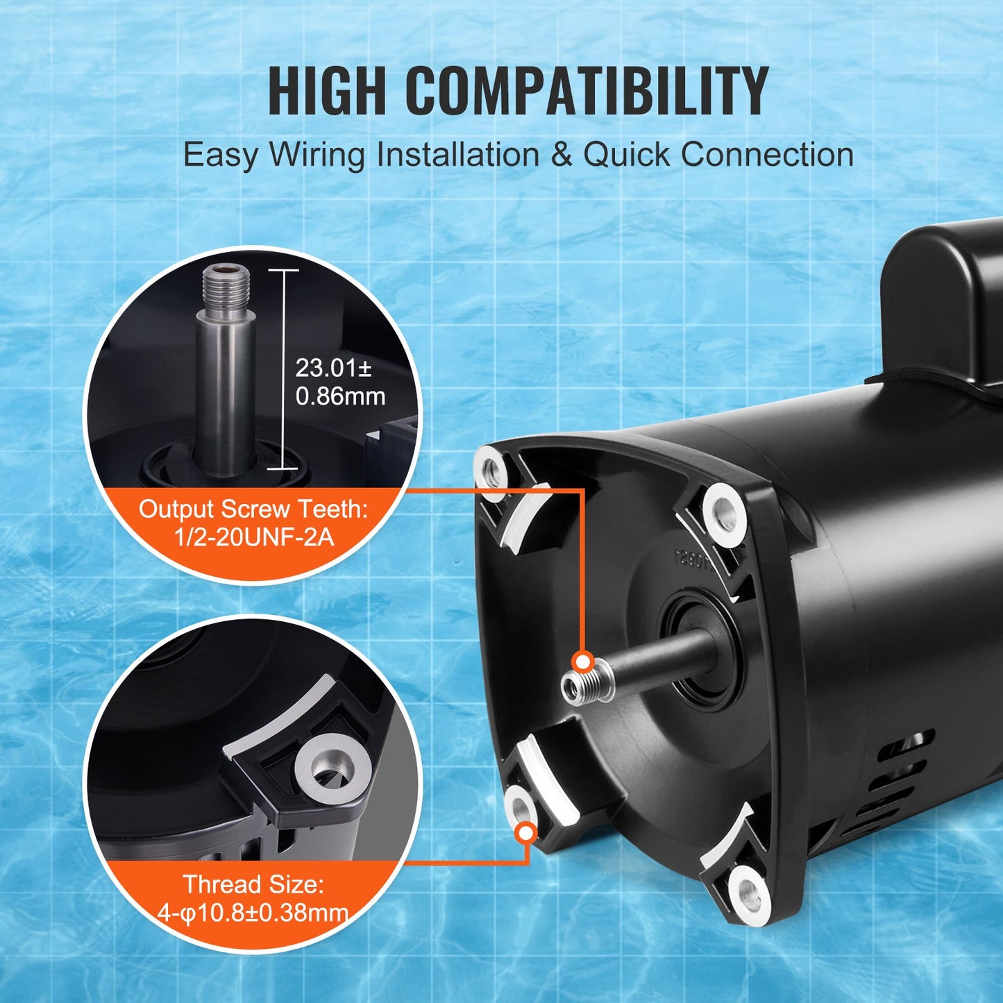 2 HP Pool Pump Motor 56Y Frame 230V Replacement for Swimming Pools