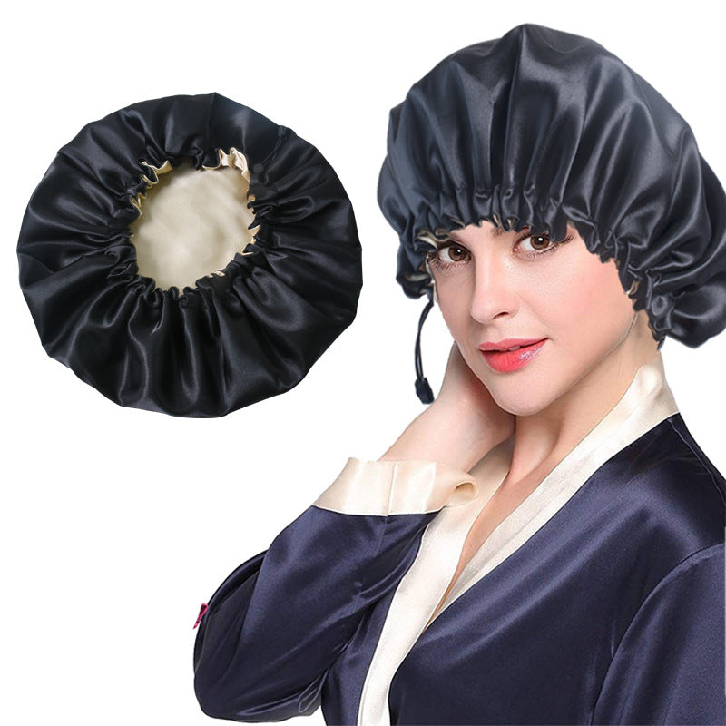Silk Dual-Use Shower Cap for Adults - Soft Waterproof Chemotherapy & Bath Cap