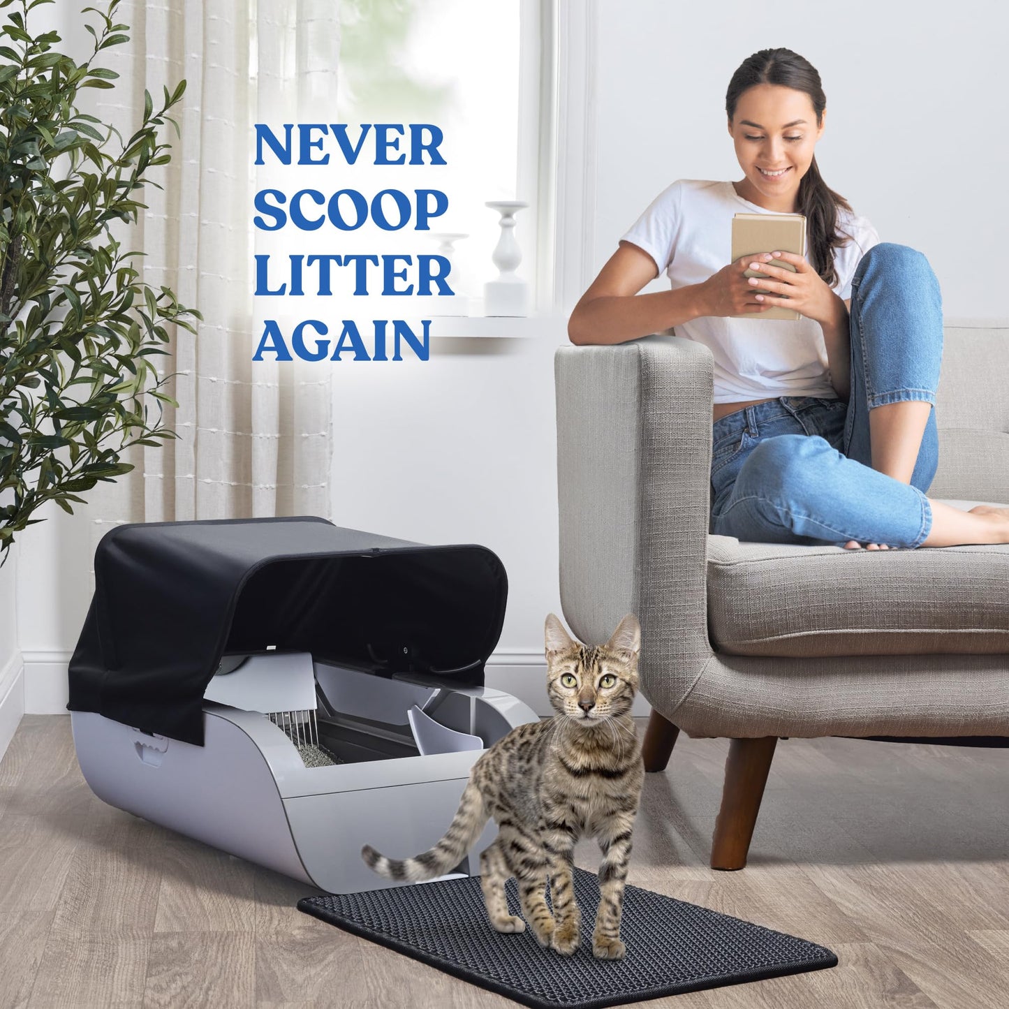 Smart Cat Litter Box with Wide Opening and Self-Cleaning - App & WiFi Enabled