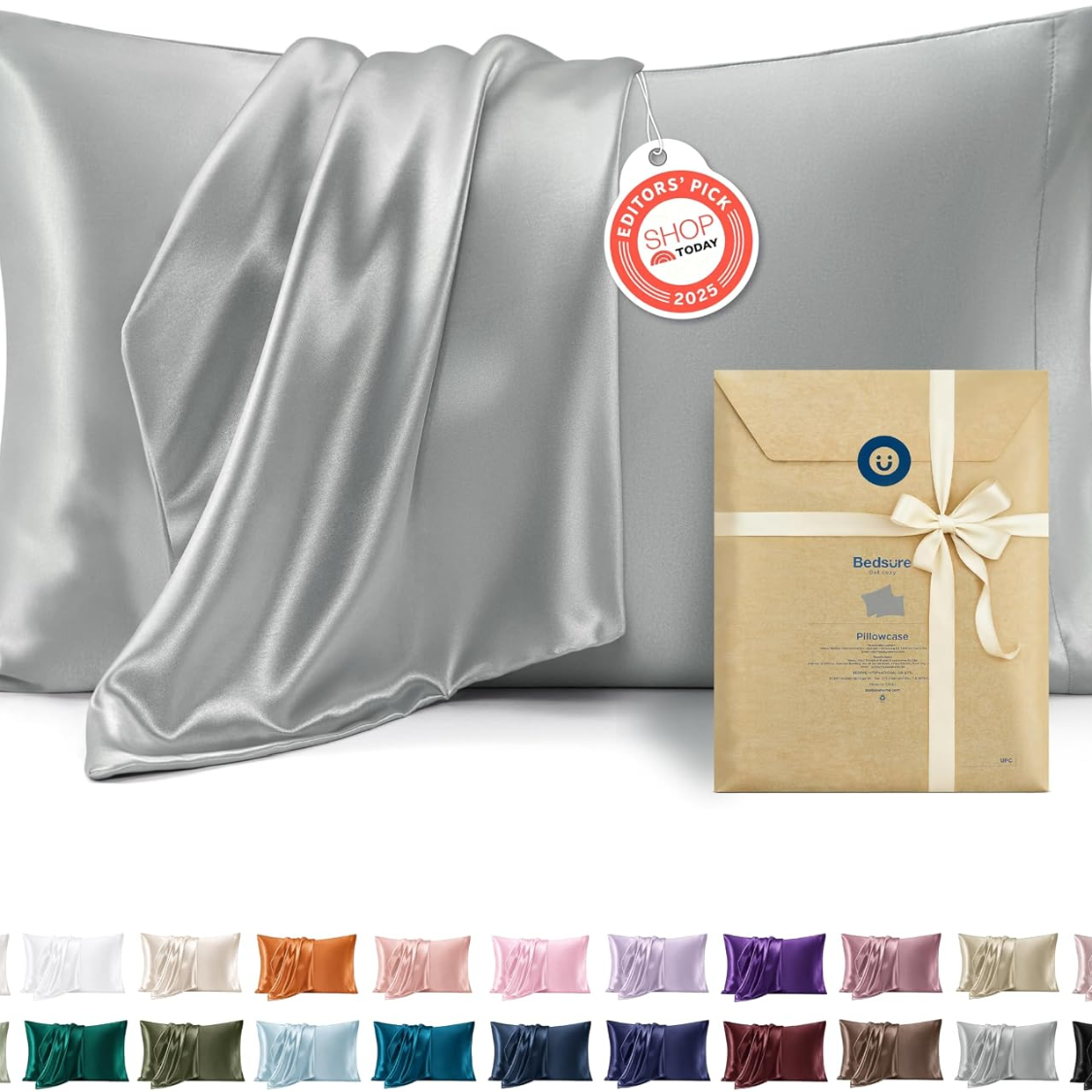 Queen Satin Pillowcase Set of 2 - Silver Cooling Covers