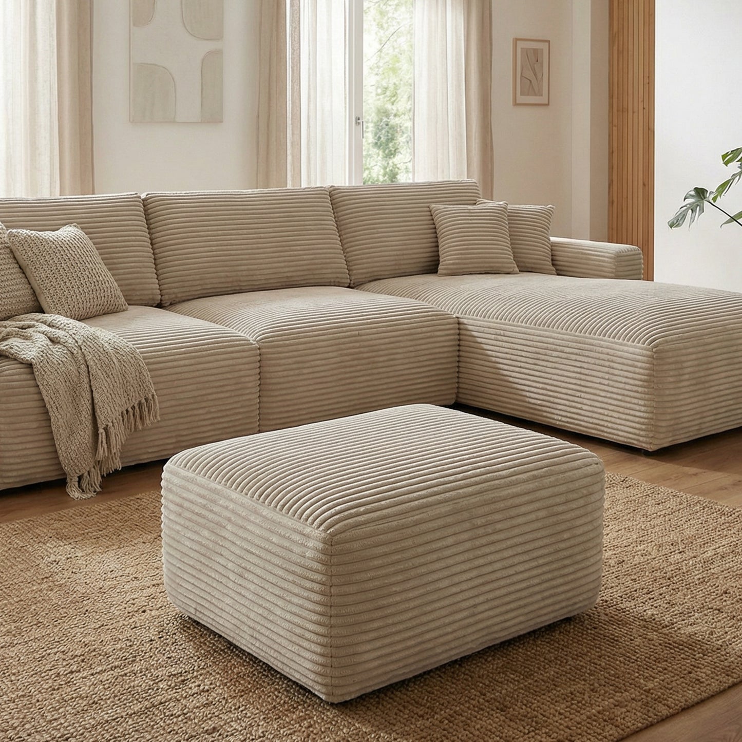 Plush Ottoman Upholstered Cloud Comfortable Supportive Modular