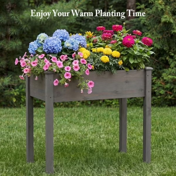 Cedar Garden Bed with Non-Woven Liner and Drainage - 34x18x30 Inches