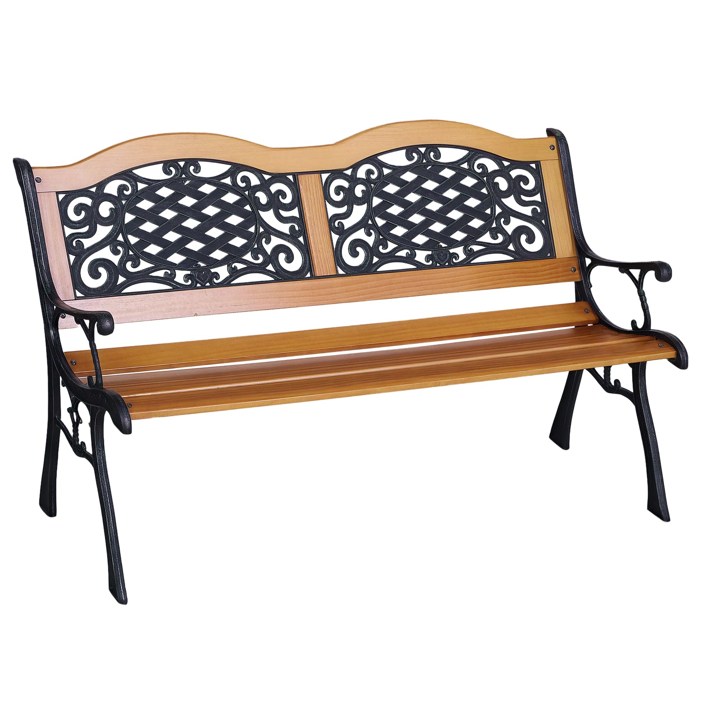 50" Outdoor Garden Bench - Antique Style Loveseat with Metal Frame