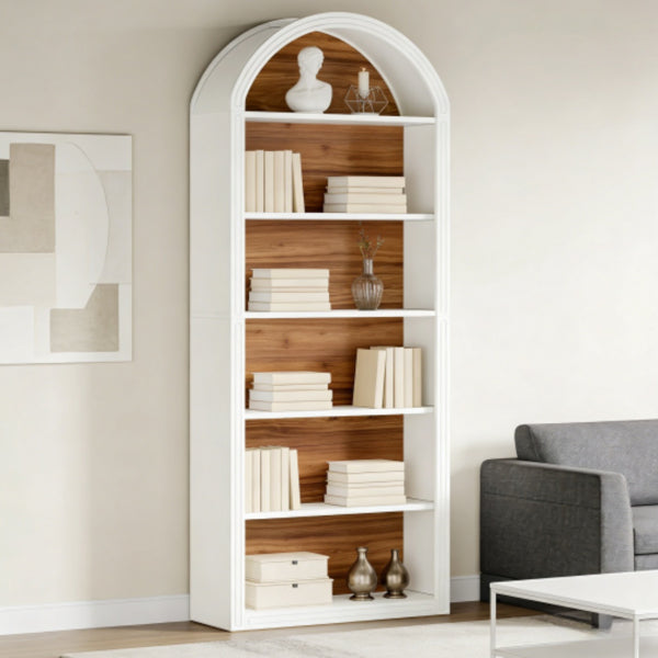 Tall Bookshelf with Eight Tiers - Two-Tone Storage Solution