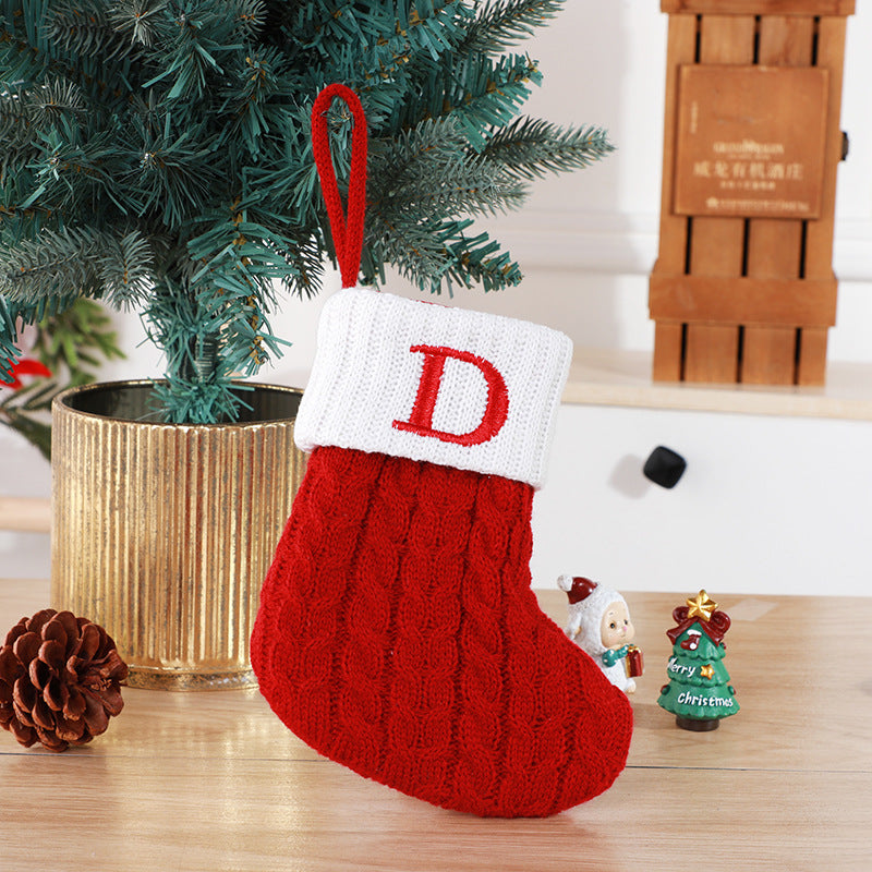 Christmas Stockings Decorative Wool Knitted Socks - Creative Tree Pendant