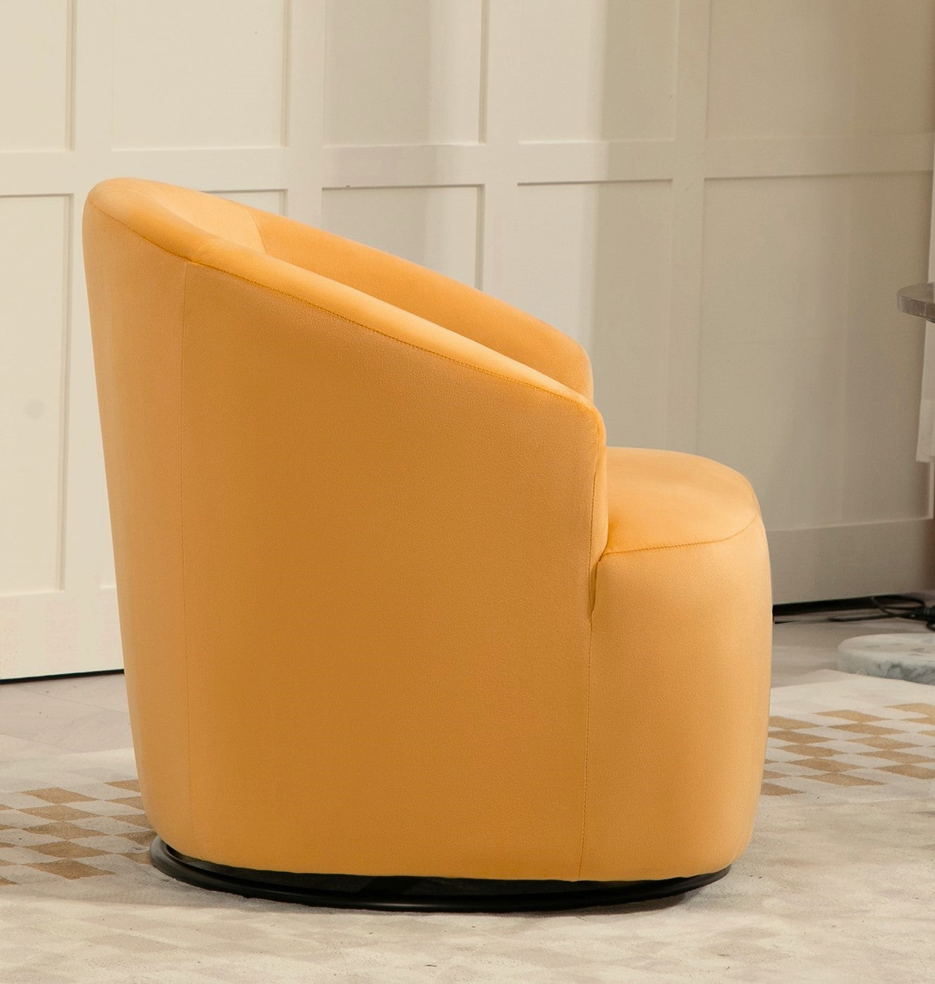 365 Degree Swivel Barrel Accent Chair, Velvet Upholstered Curved