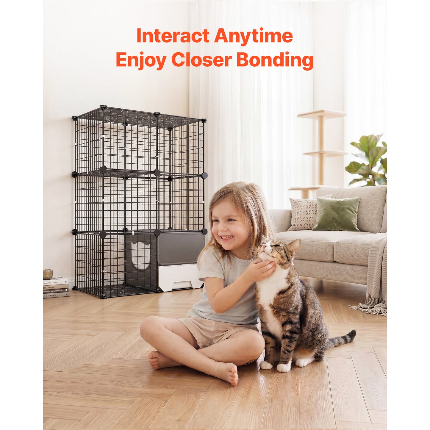 Large 3-Tier Cat Playpen with Litter Box - Indoor Exercise Enclosure for 1-2 Cats