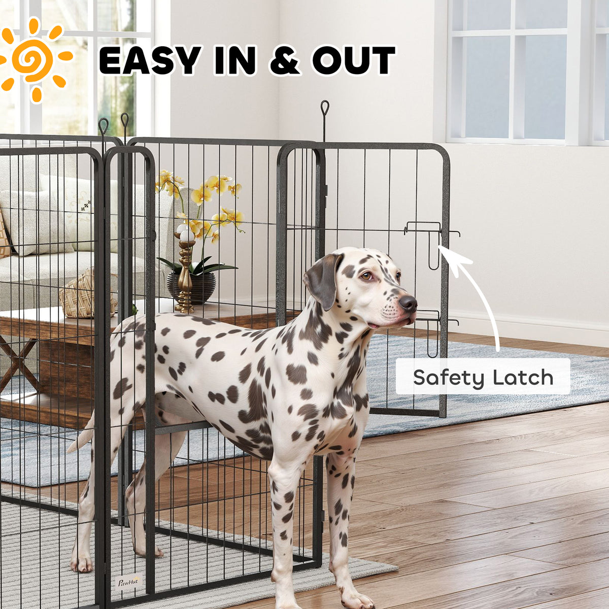 Heavy Duty 39 Inch Dog Exercise Pen - 8 Panel Metal Pet Fence for Medium Large Dogs, Black