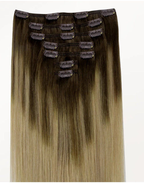 Seven-Piece Human Hair Wig Set for Women - Multiple Colors & Lengths