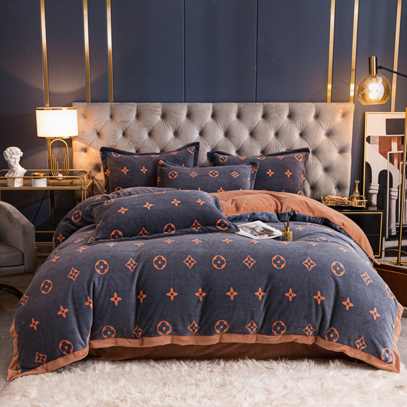 Nordic Thick Velvet Bed Sheet Set - Double-Sided Warm & Cozy Bedding