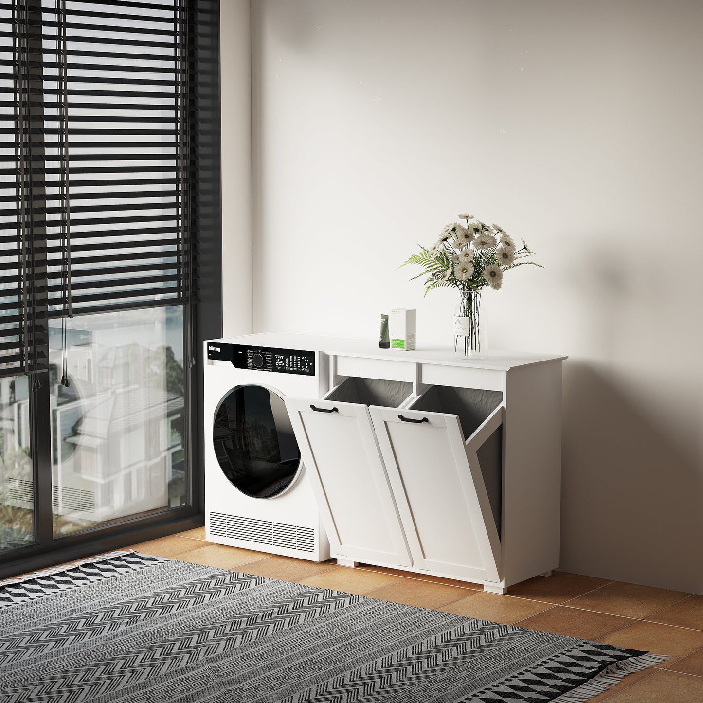Laundry Cabinet with 2 Removable Liner Bags - White