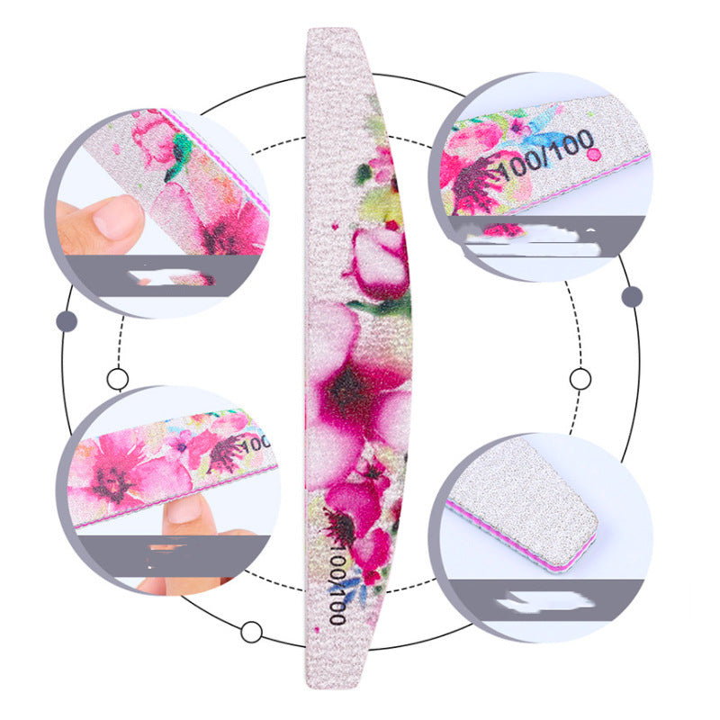 Nail Sand Rubbing Strips for Manicure - 6 Pack Flower Style Nail Art Tools