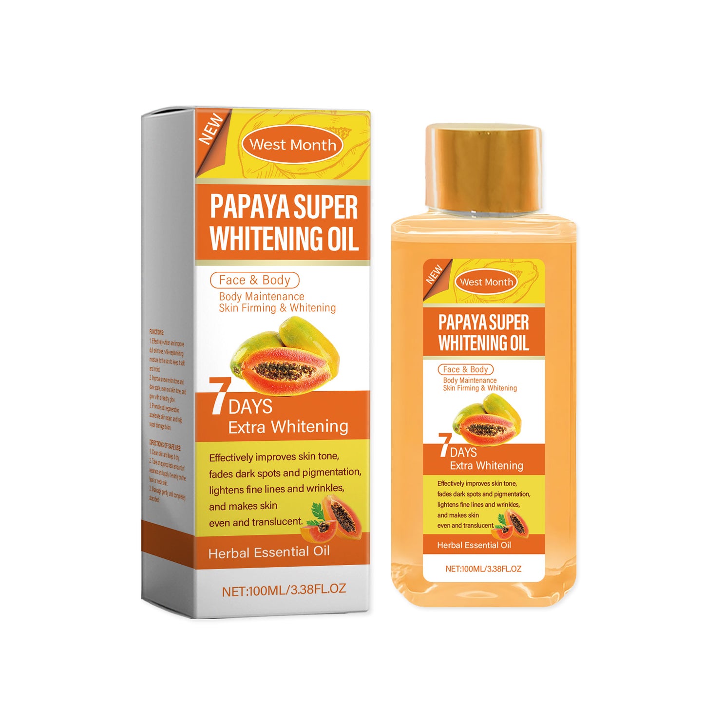 Papaya Body Oil - Vitamin C Moisturizing & Brightening Massage Oil 100ml