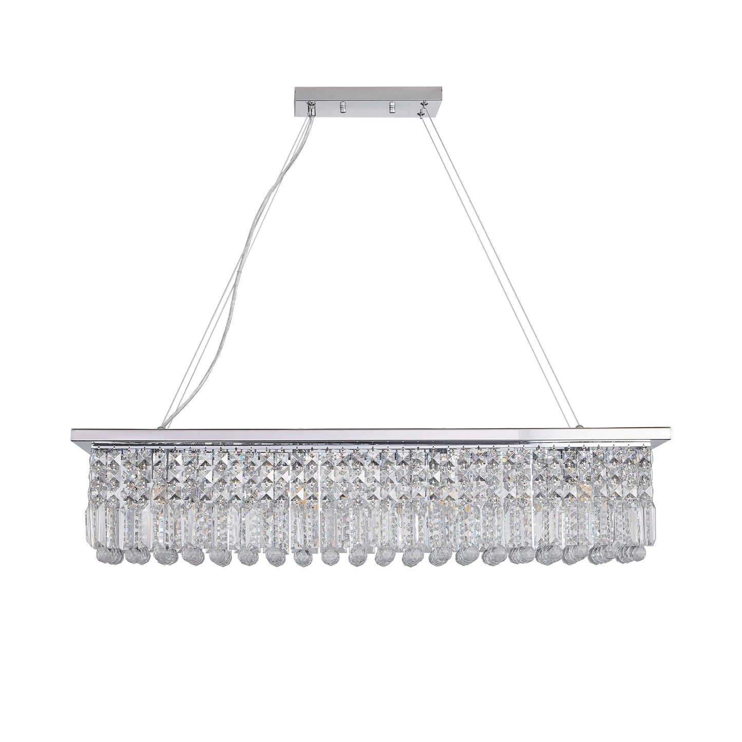 Modern Crystal Chandelier for Dining Room 8-Lights Rectangular Pendant Light Fixture