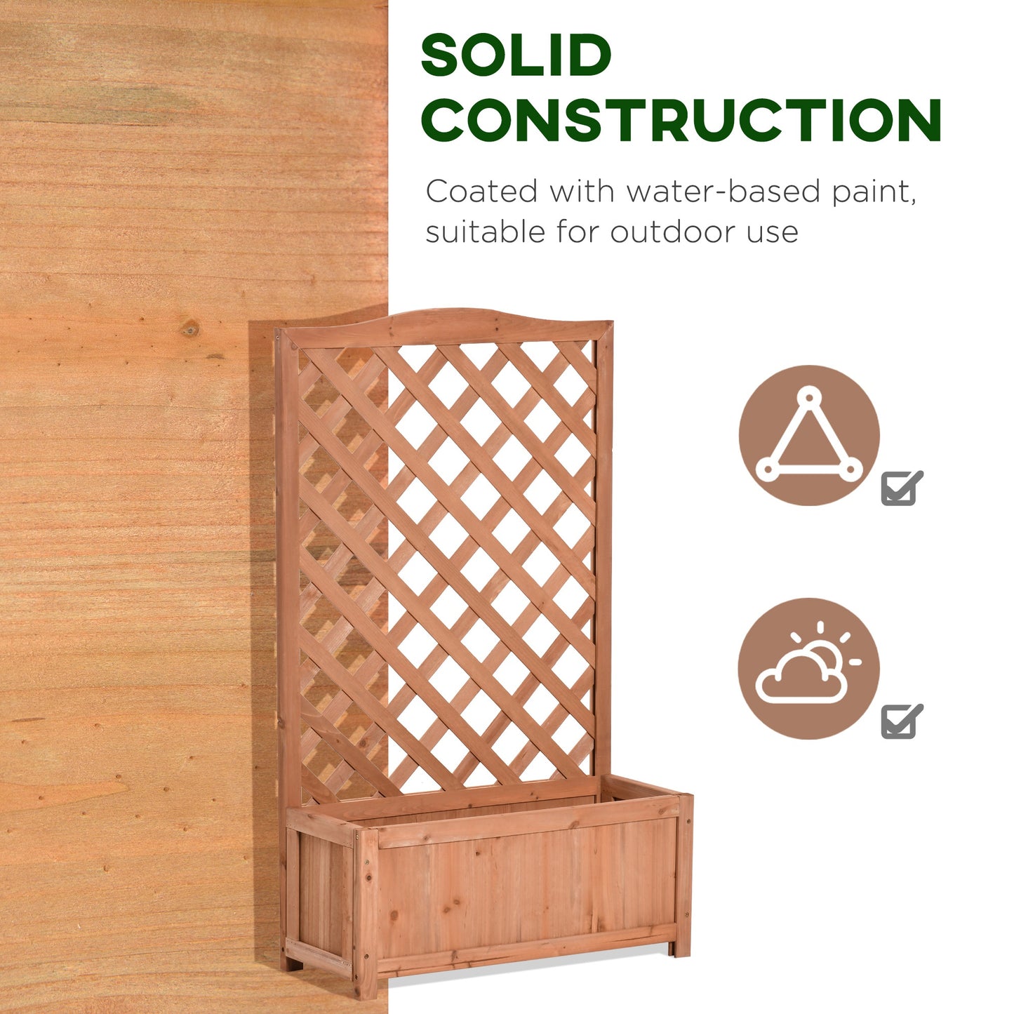 Raised Garden Bed with Trellis 28x11x46 Inches Wooden Planter Box for Outdoors