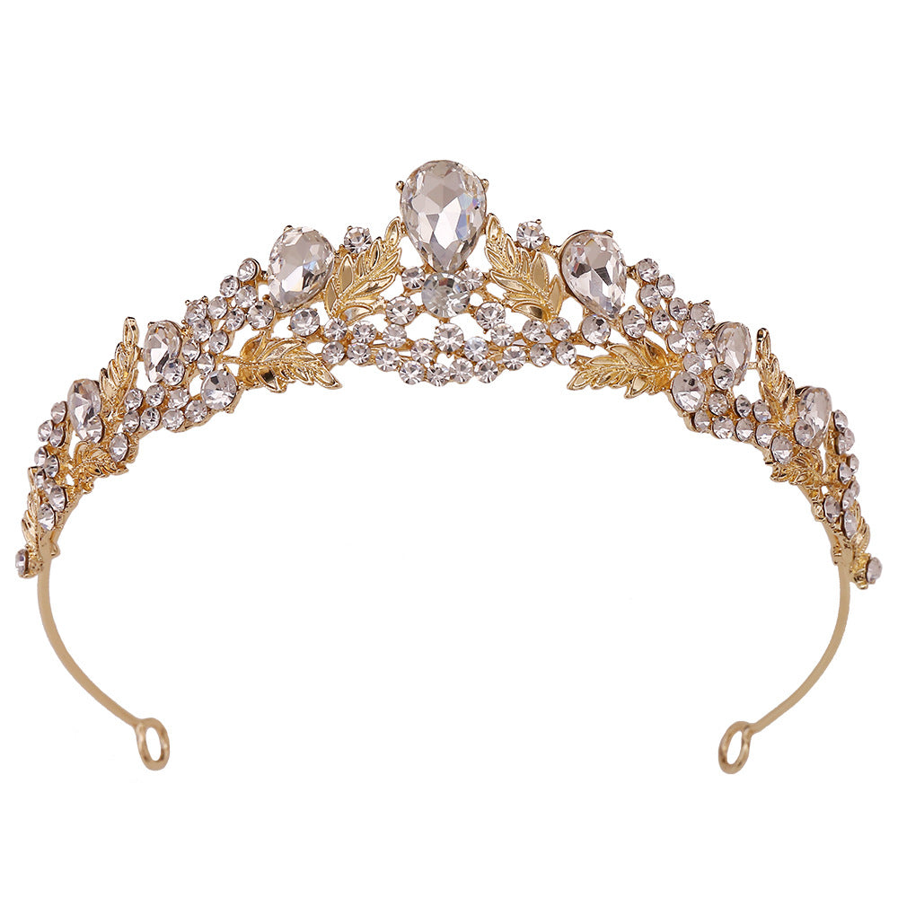 Bridal Rhinestone Tiara with Leaf Design