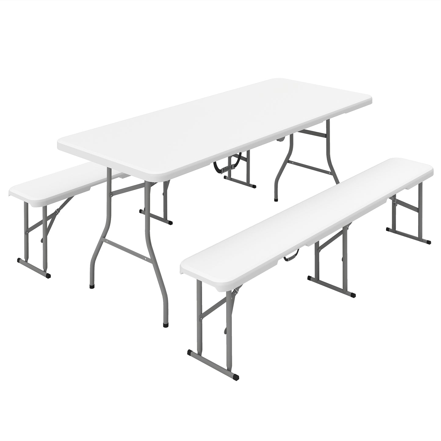 Portable Folding Picnic Table and Chairs Set - White