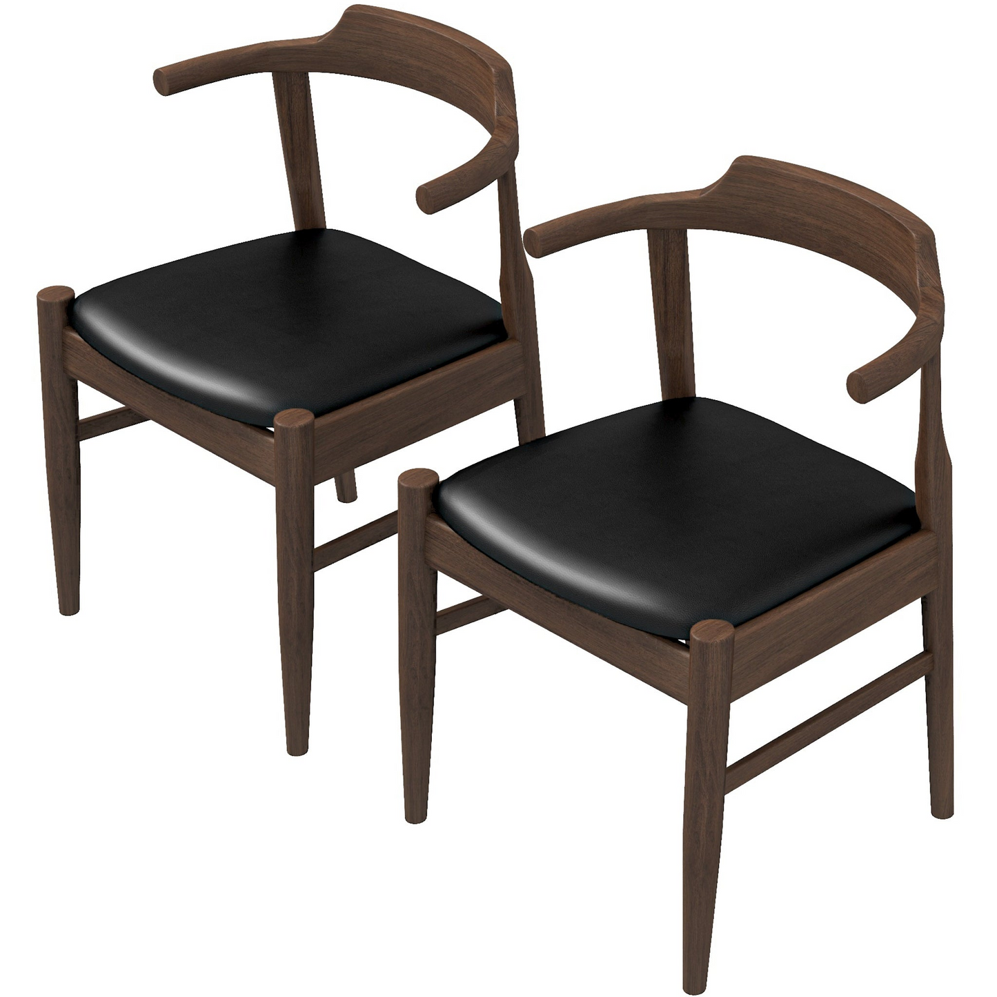 New Design Mid-Century Modern Leather Dining Chair Set Of 2