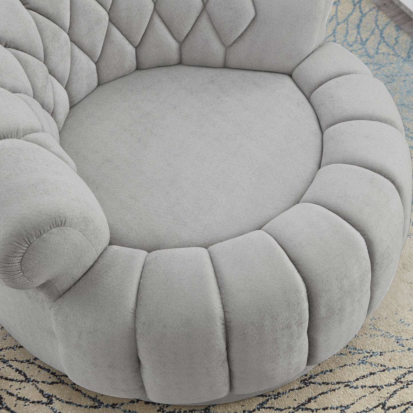 Grey 360° Swivel Accent Chair - Chenille Barrel Club Chair