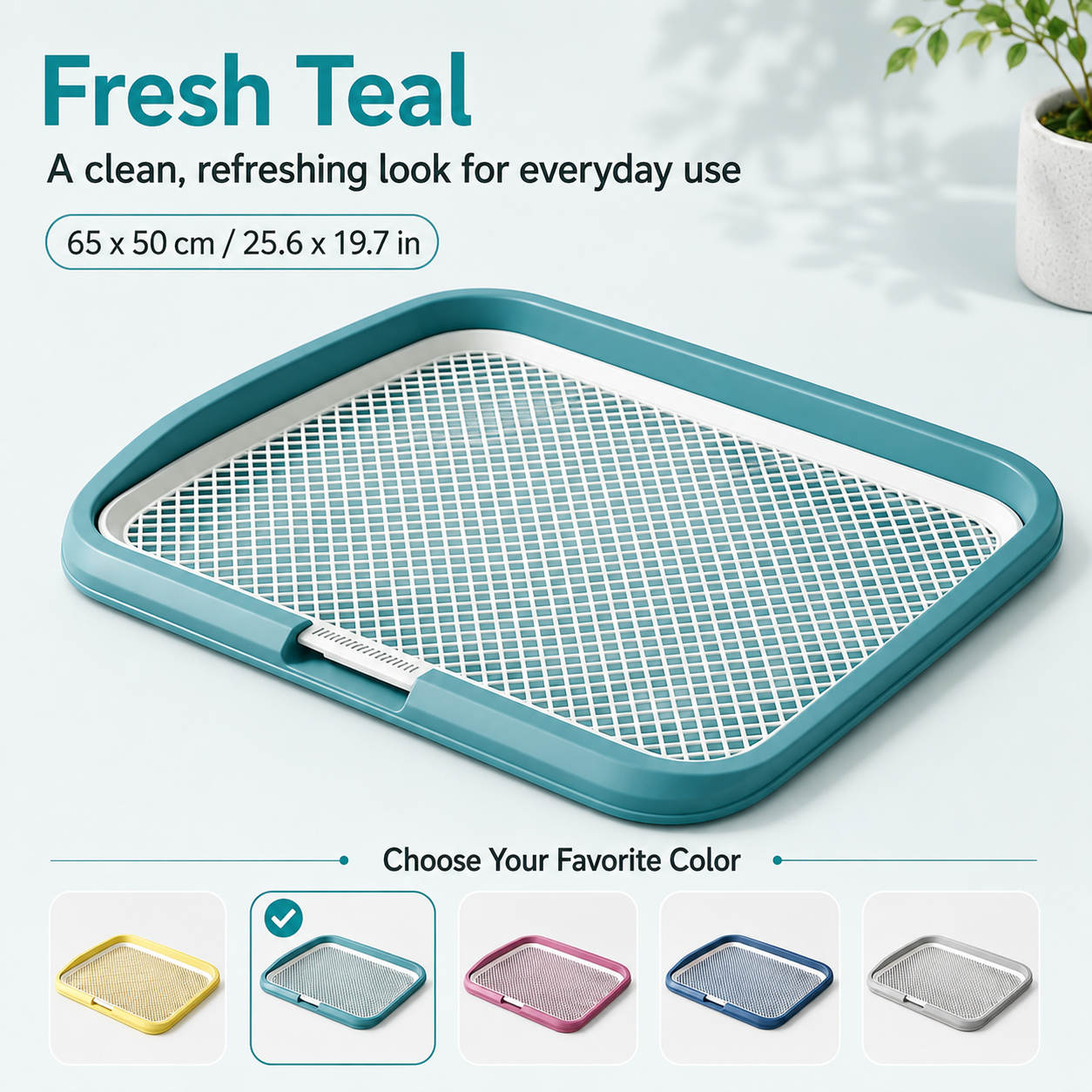 Indoor Dog Potty Tray with Removable Mesh Grid Leak-Proof Puppy Training Toilet