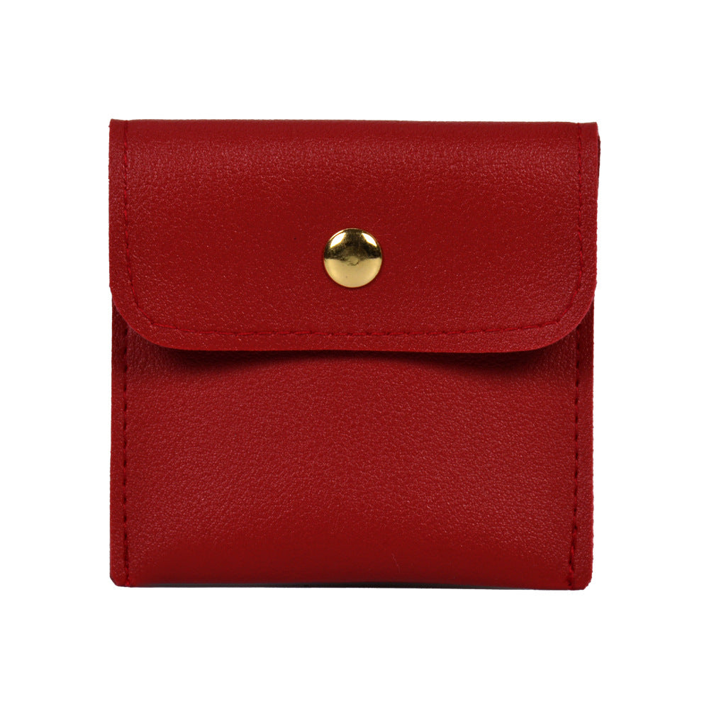 Leather Jewelry Storage Bag Flip Button Case for Accessories