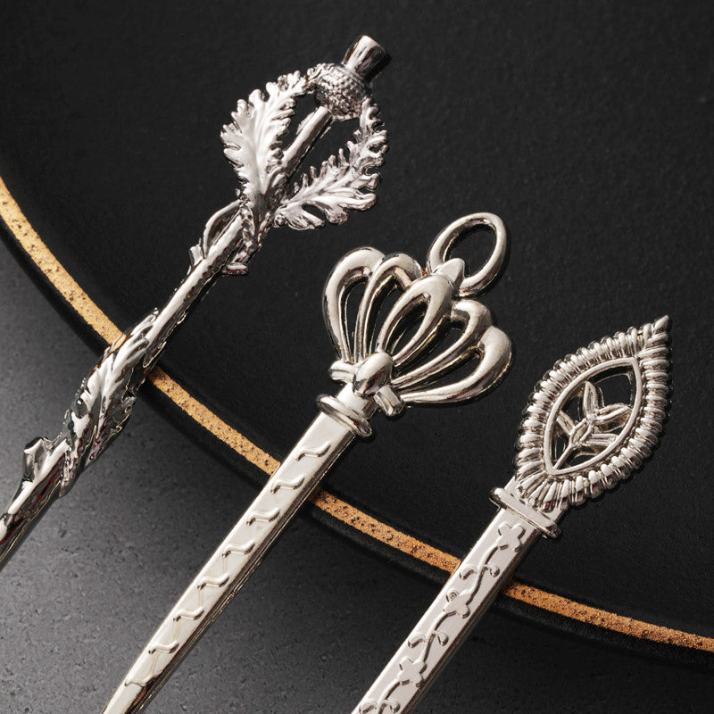 European Copper Fruit Fork Set - Retro Floral Dinnerware, 6 Pieces
