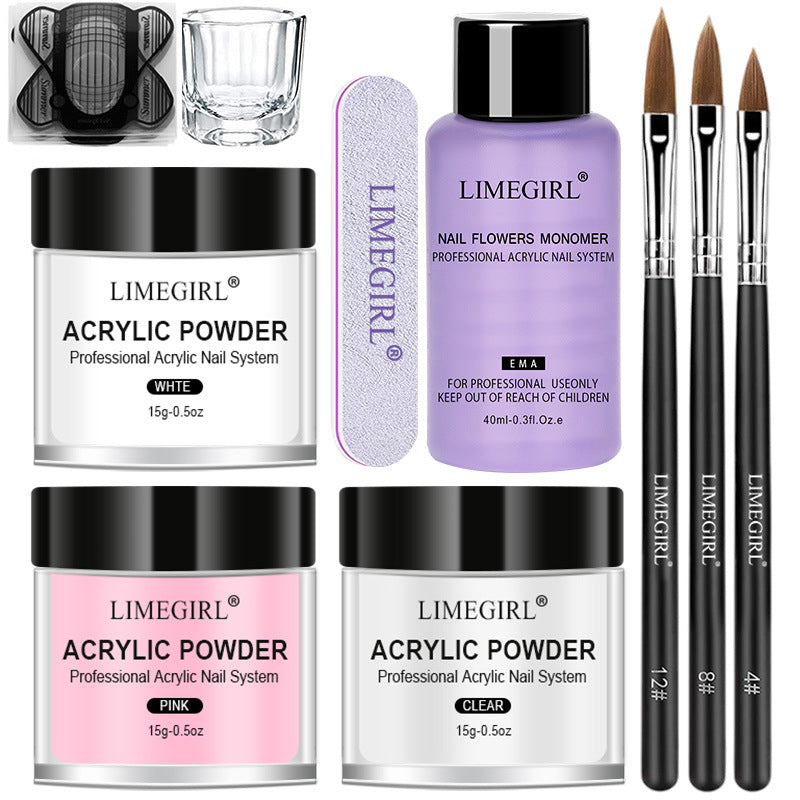 Nail Extension Crystal Powder & Acrylic Liquid Kit