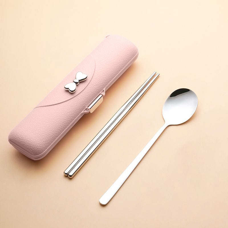Stainless Steel Portable Tableware Set with Chopsticks, Spoon & Fork
