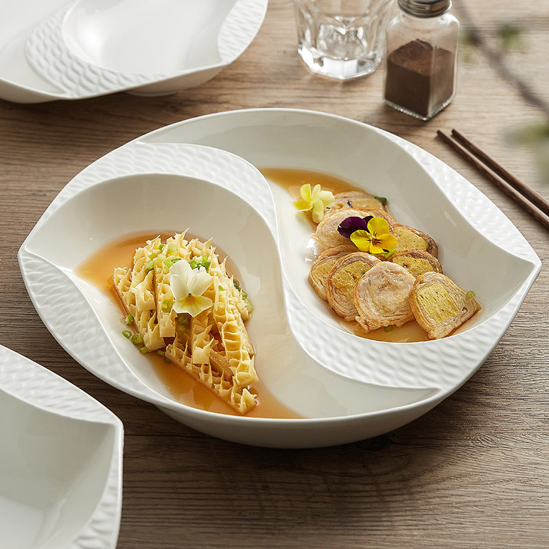 White Porcelain Round Tableware Set - Multiple Sizes