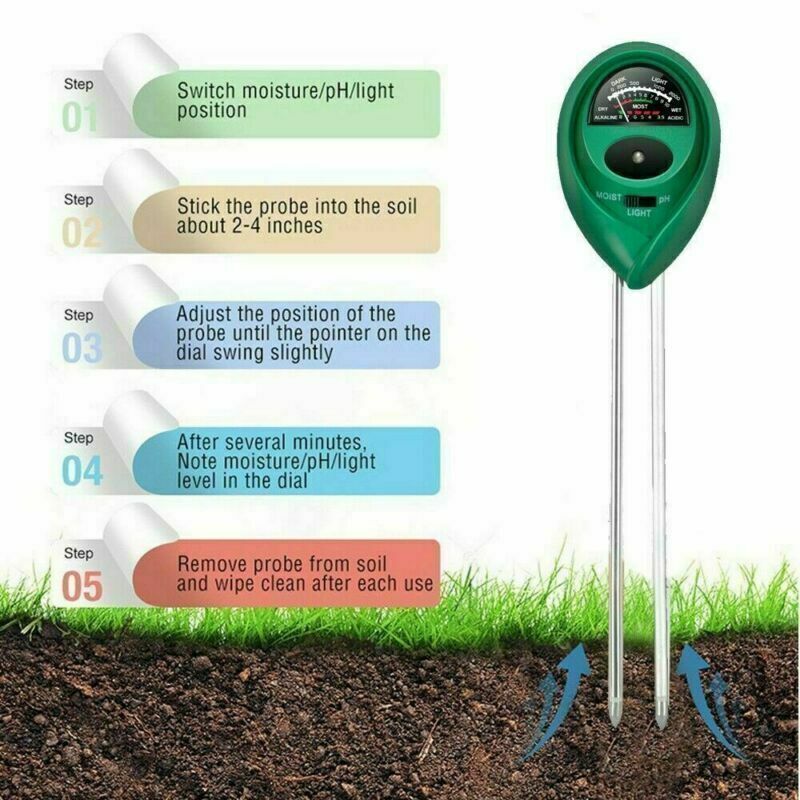 3-in-1 Soil pH Moisture Light Tester Meter for Garden Plants