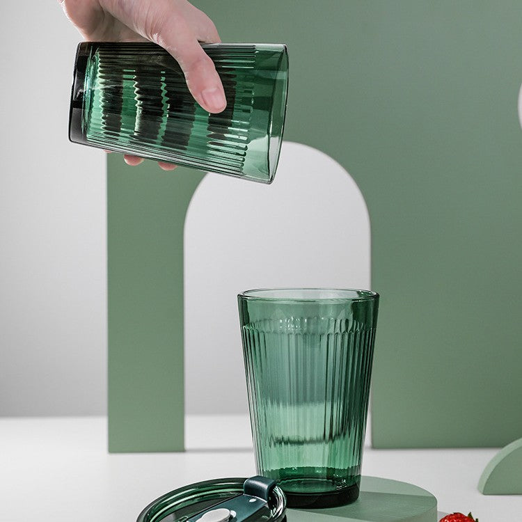 High-Value Household Straw Glass - 450ml Multi-Color Drinkware Set