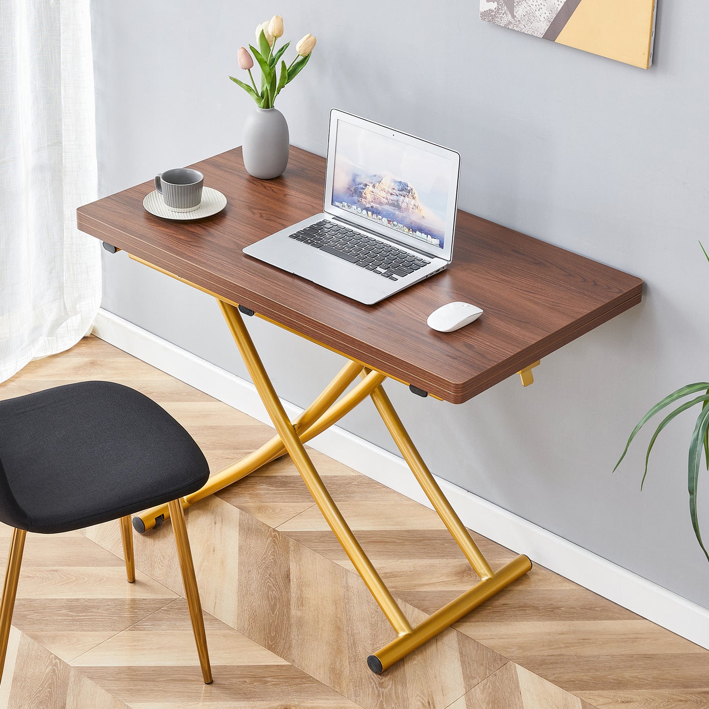 Modern Minimalist Multifunctional Lift Table With 0.8 Inch Thick MDF