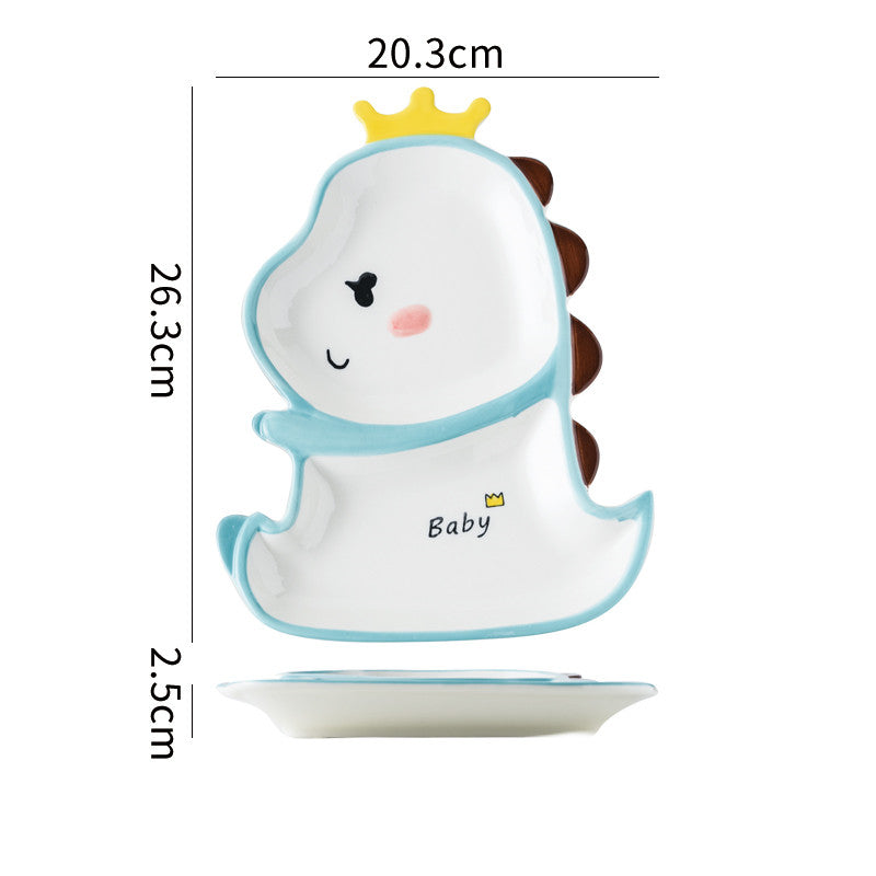 Cartoon Ceramic Dish Set with Dinosaur Pattern - Kitchen Tableware Collection