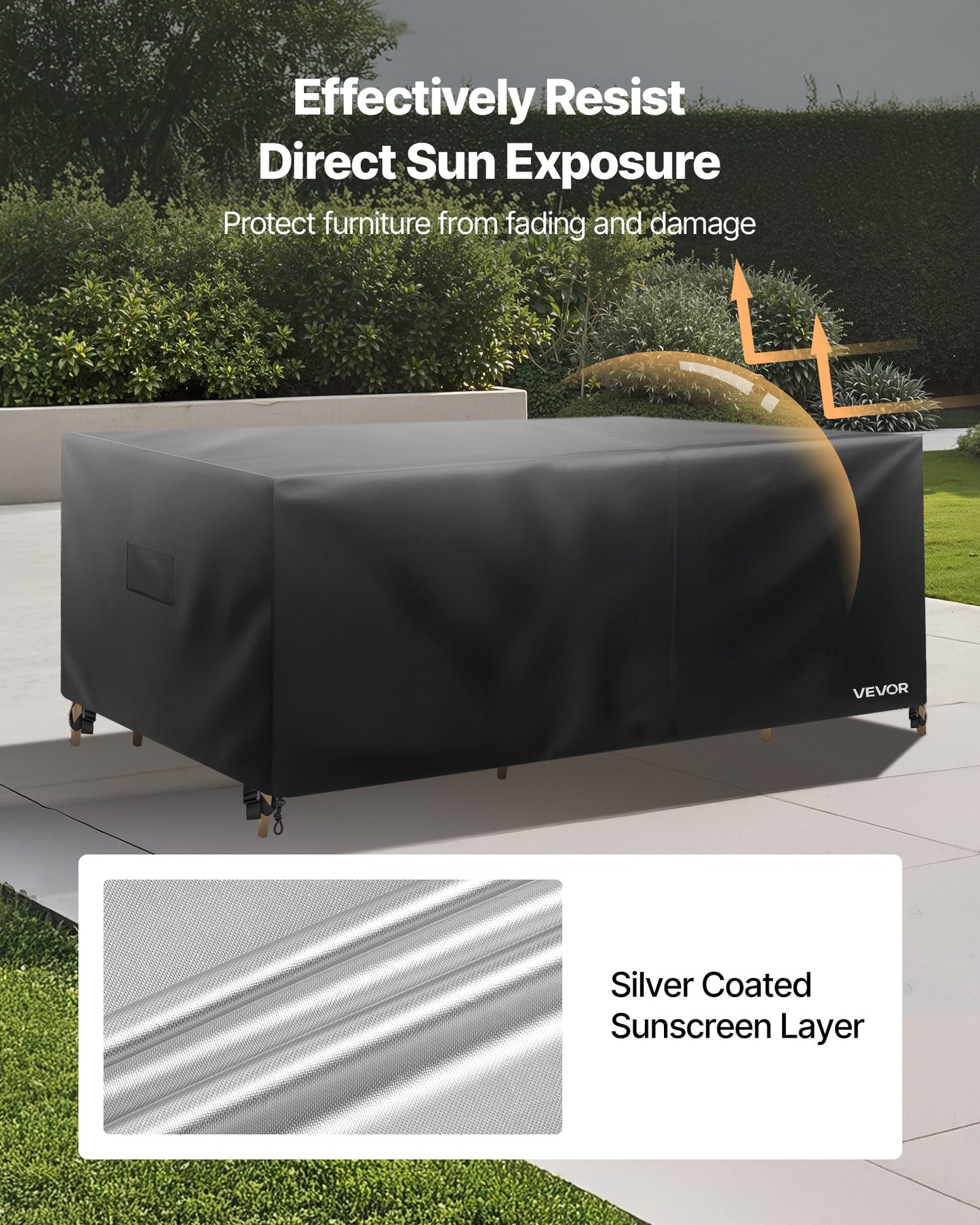 Waterproof Patio Furniture Cover 420D Oxford 130x84 Inches for Tables Chairs Sofas - Black