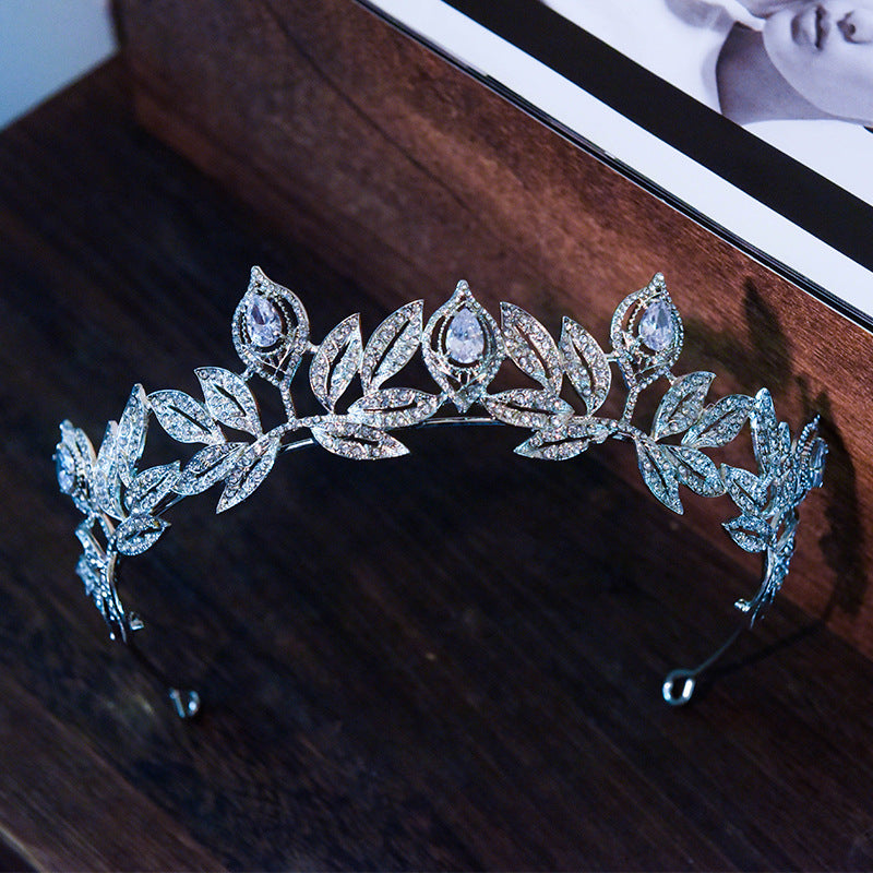 Silver Zircon Bride Crown Headdress