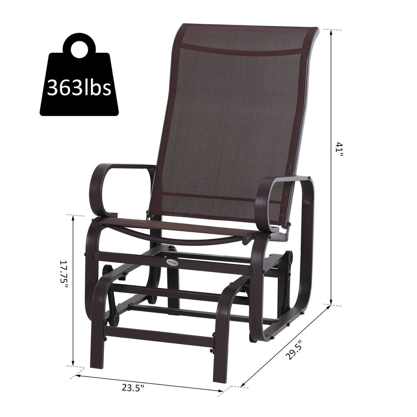 Ergonomic 1-Person Outdoor Glider Swing - Brown, Metal & Mesh