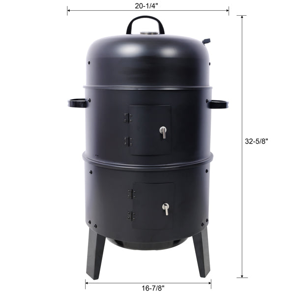 16-Inch Charcoal Smoker Grill - Portable Outdoor Cooking